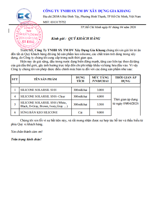 giá keo silicone 2026